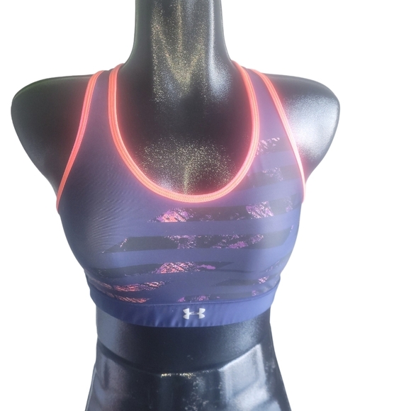 Under Armour Blue Sports Bra with Pink Trim S - Picture 1 of 3